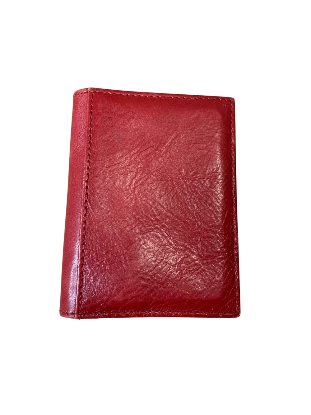 DANIER Red Genuine Leather Folding Card Holder Wallet ID Case